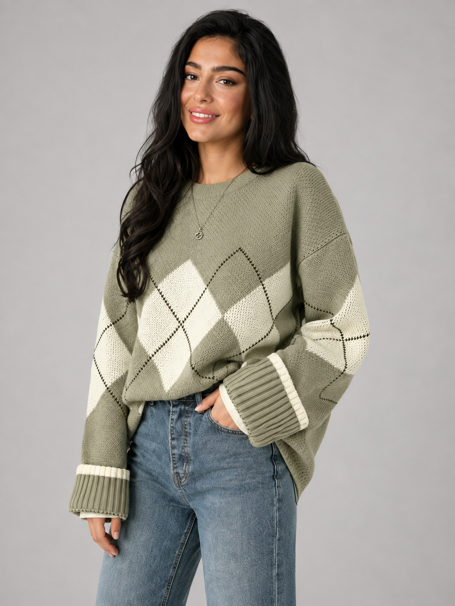 Women's argyle patterned knit jumper