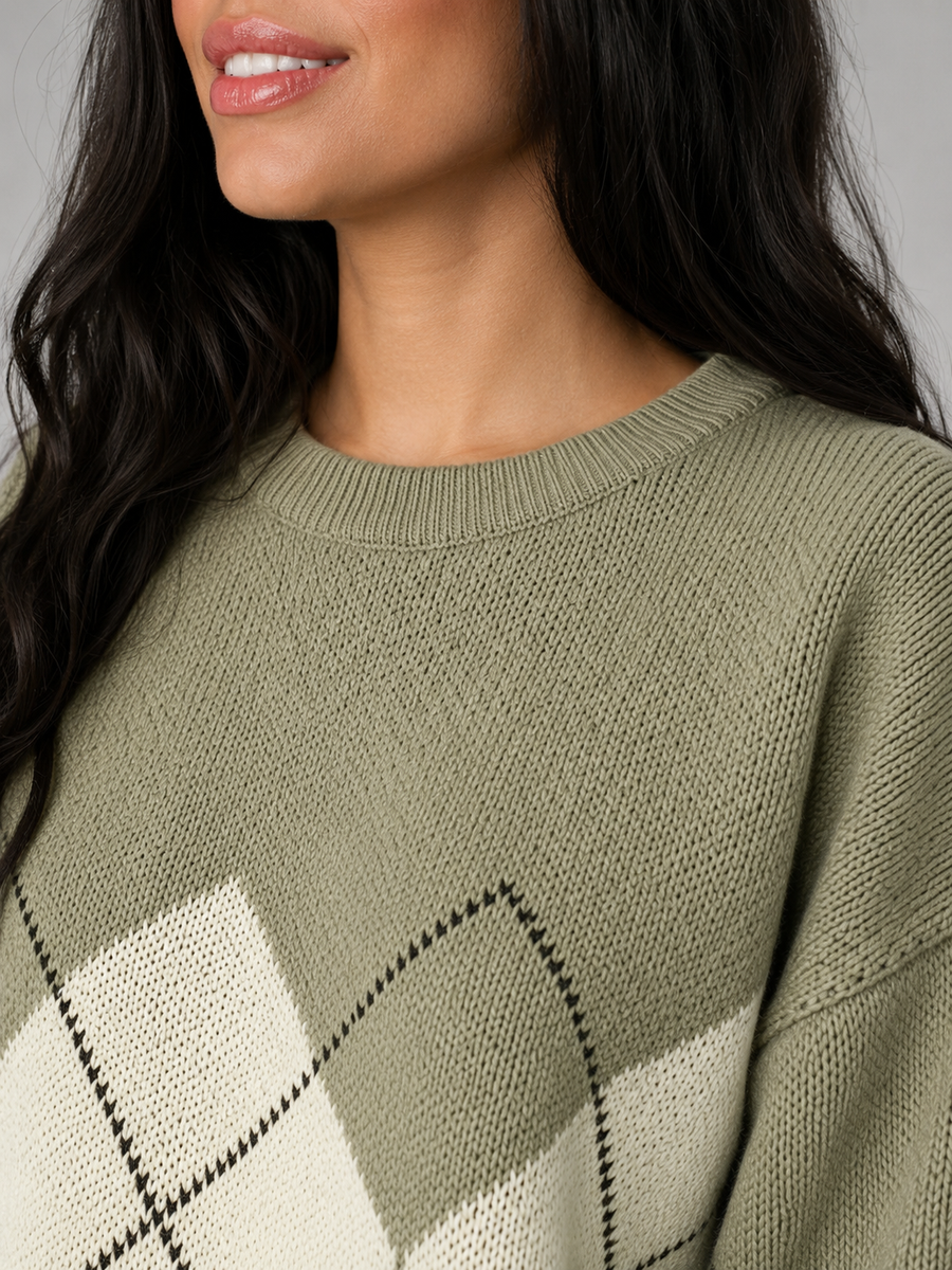 Women's argyle patterned knit jumper
