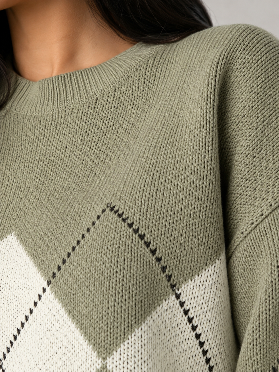 Women's argyle patterned knit jumper