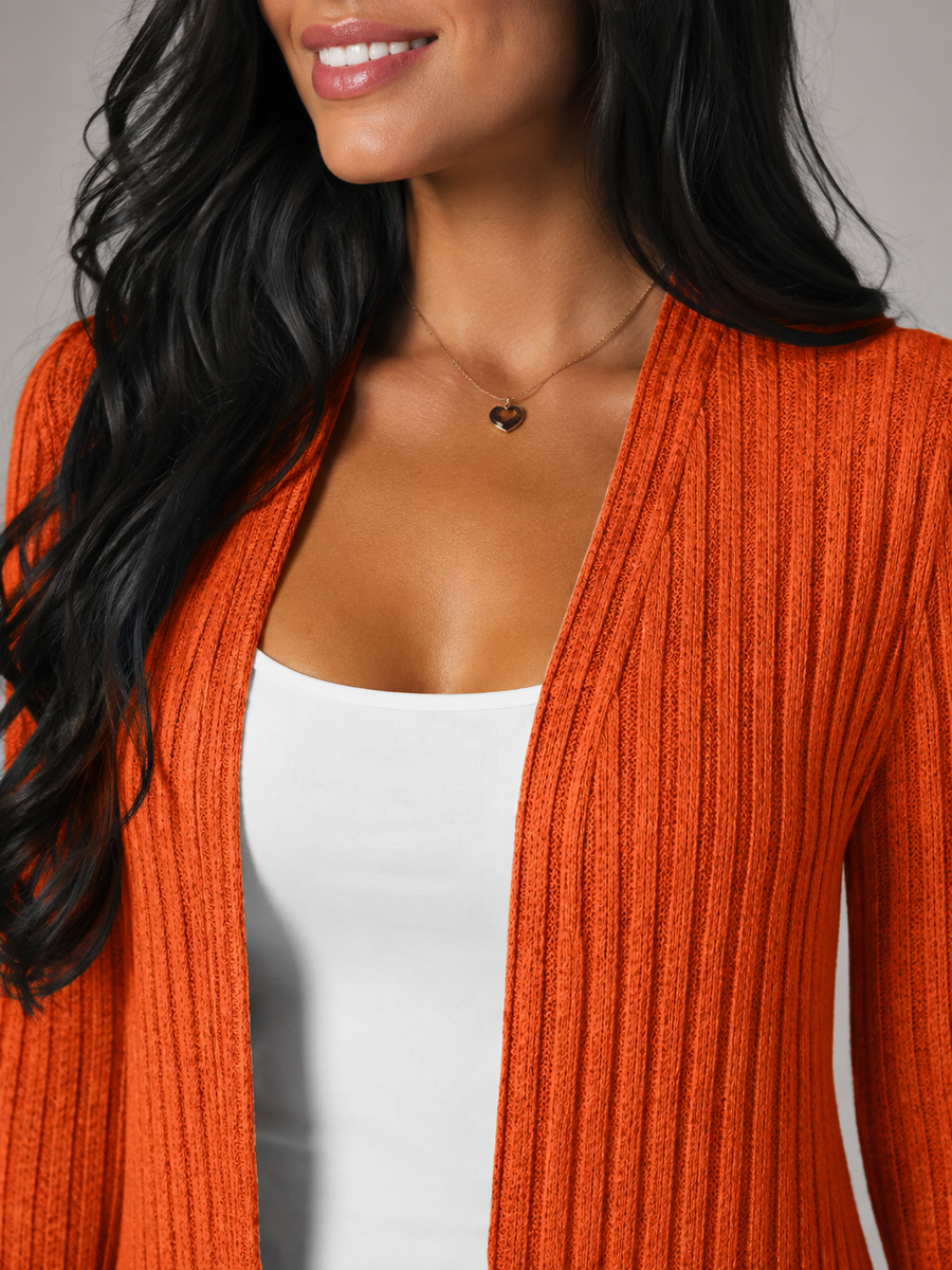 Women's open front ribbed cardigan