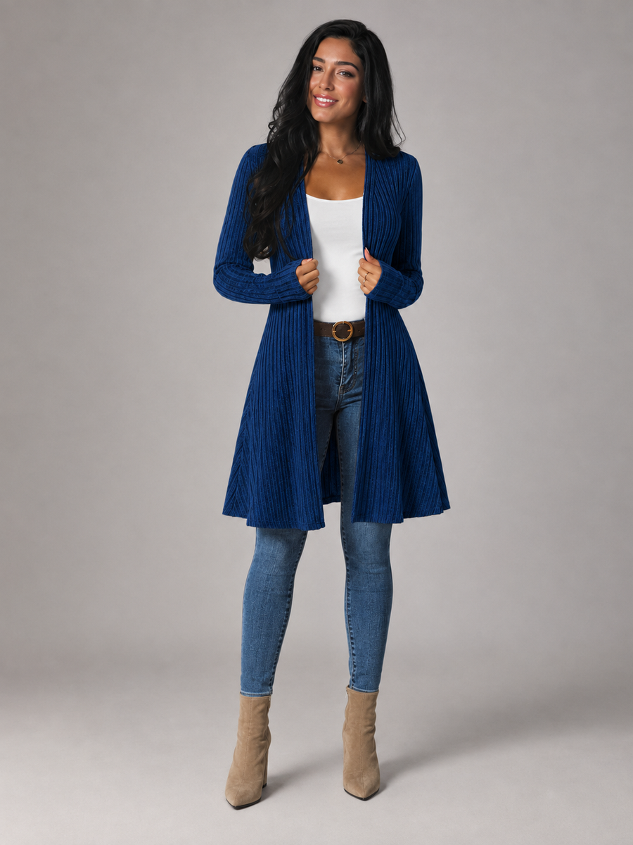 Women's open front ribbed cardigan