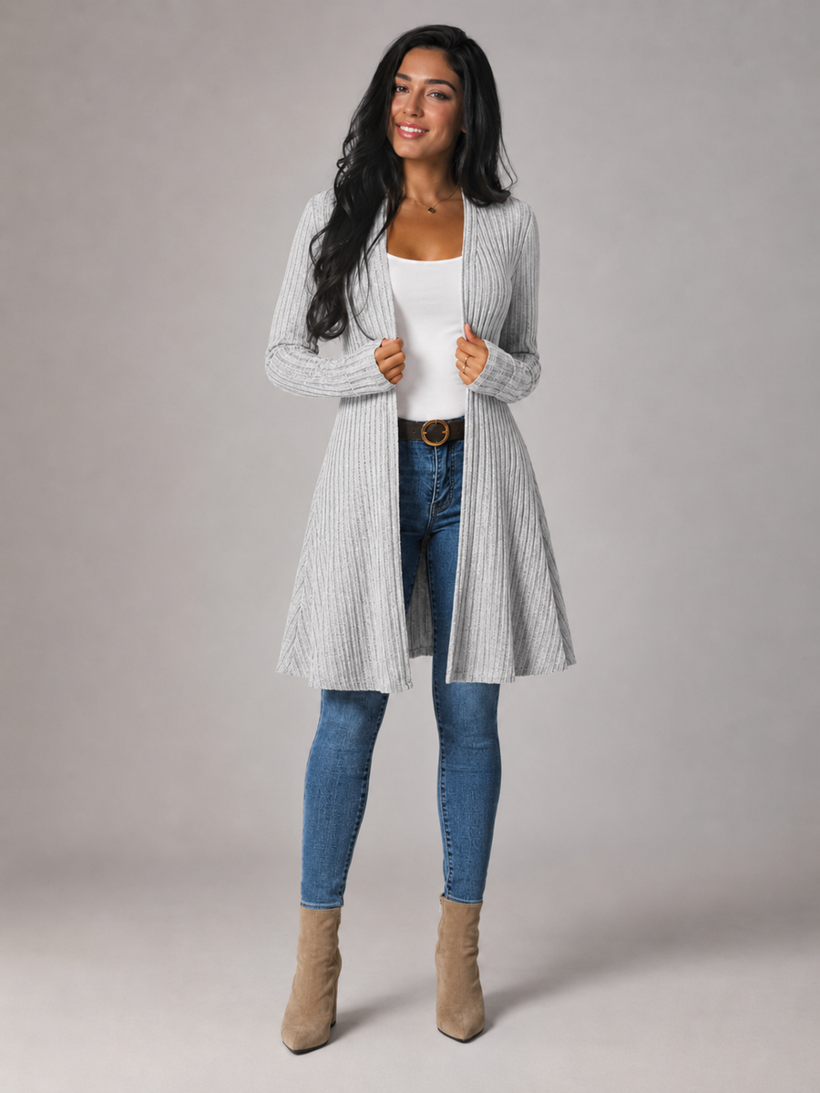 Women's open front ribbed cardigan