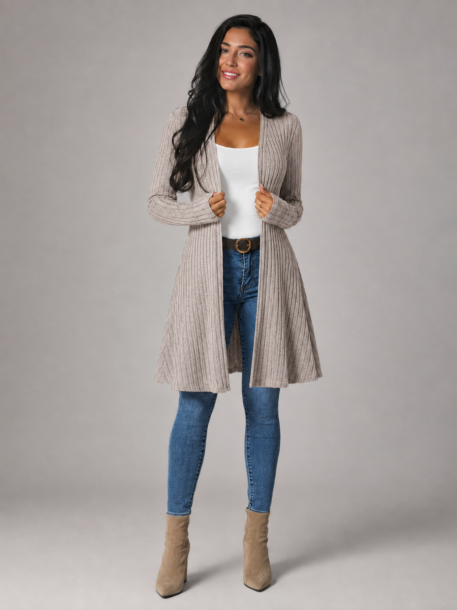 Women's open front ribbed cardigan