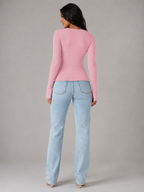 Women's ribbed knit top with button front