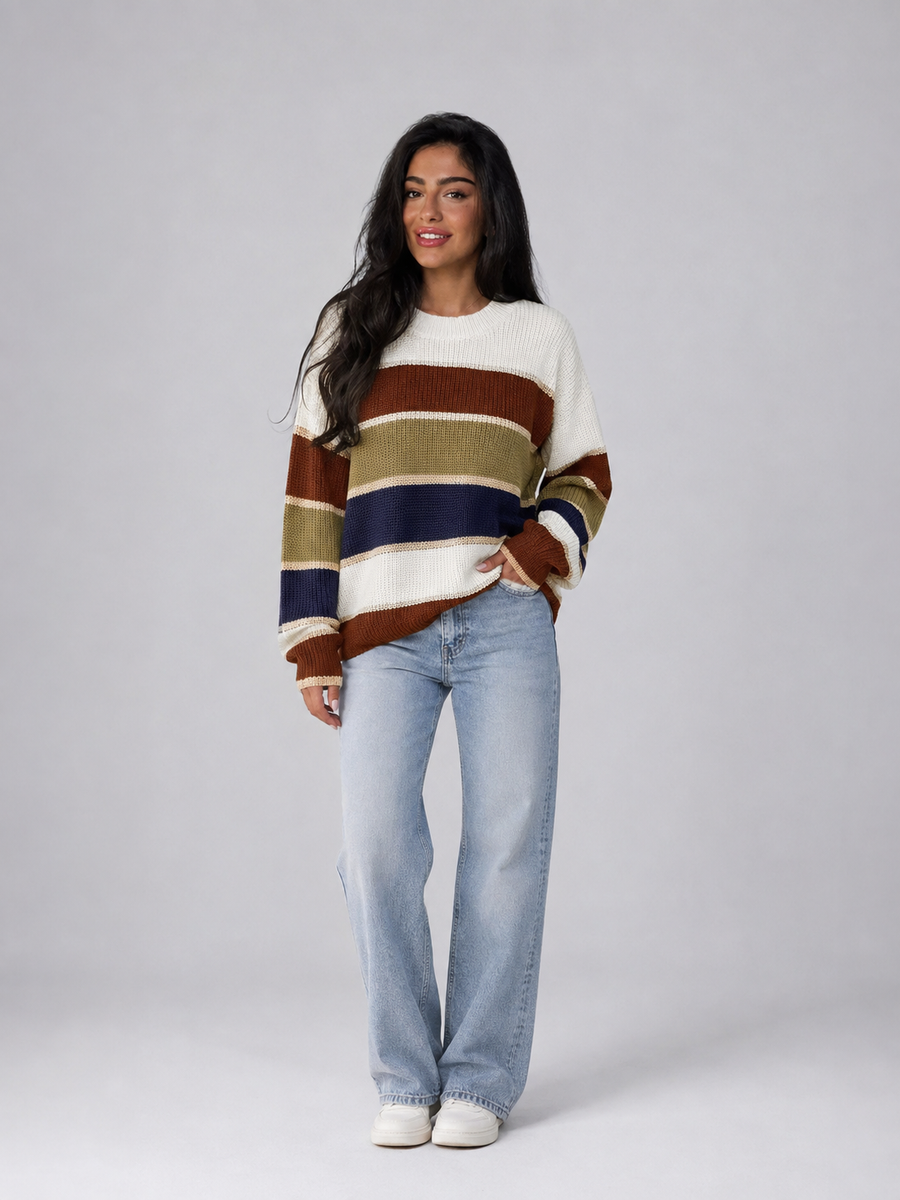 Women's striped crew neck jumper