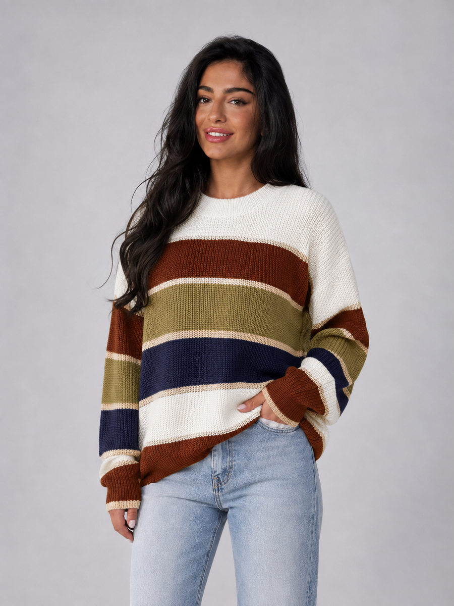 Women's striped crew neck jumper