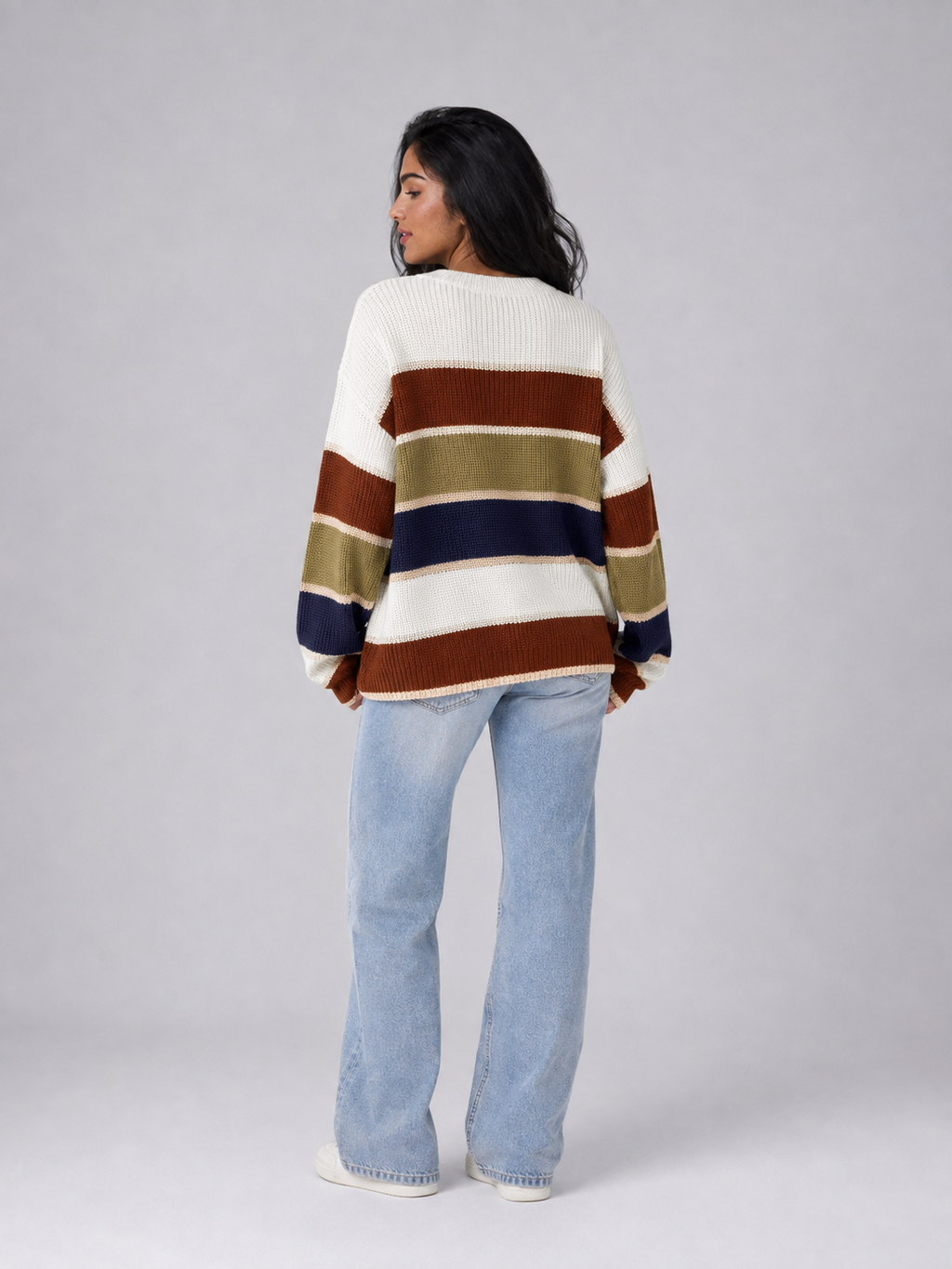 Women's striped crew neck jumper