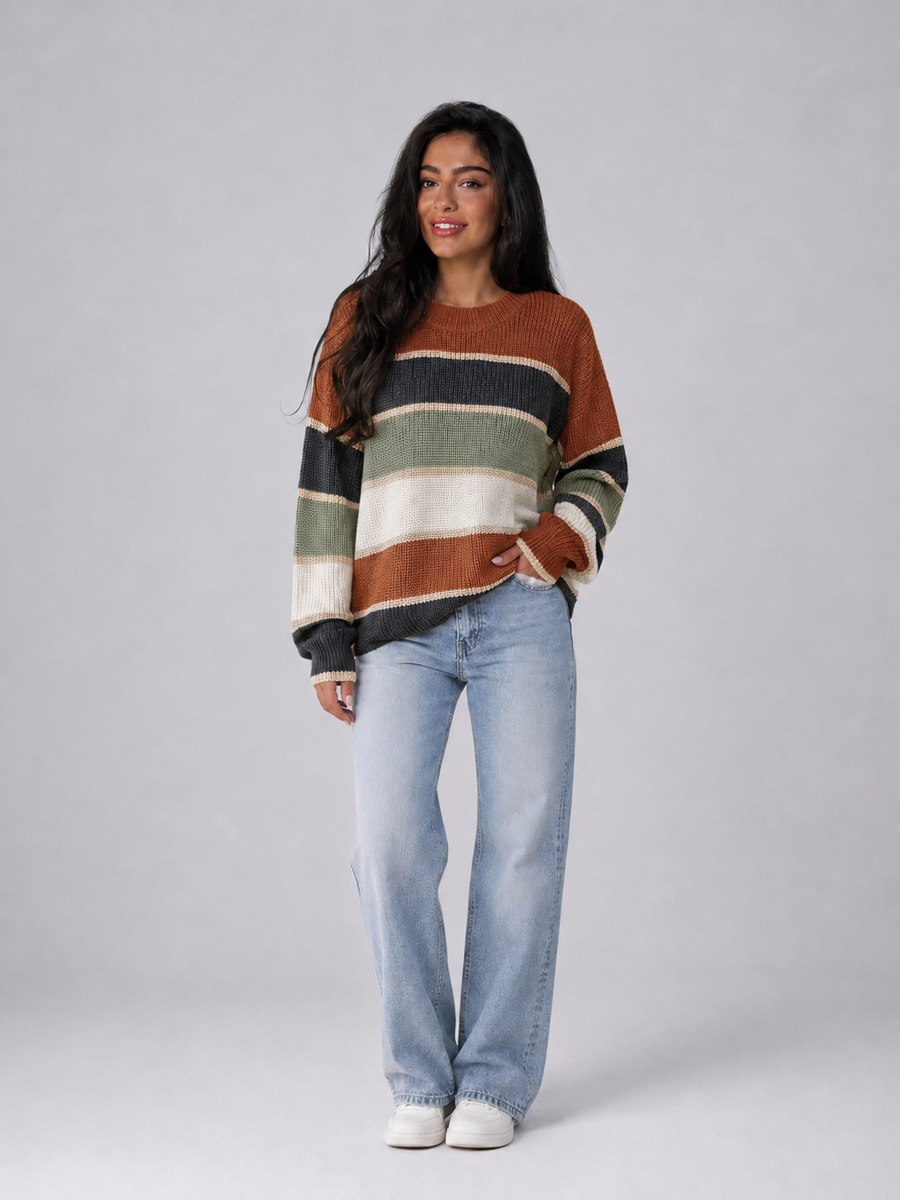 Women's striped crew neck jumper