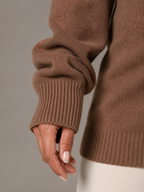 Women's off-shoulder jumper with a ribbed fold-over neckline