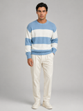 Men's block stripe crew neck jumper