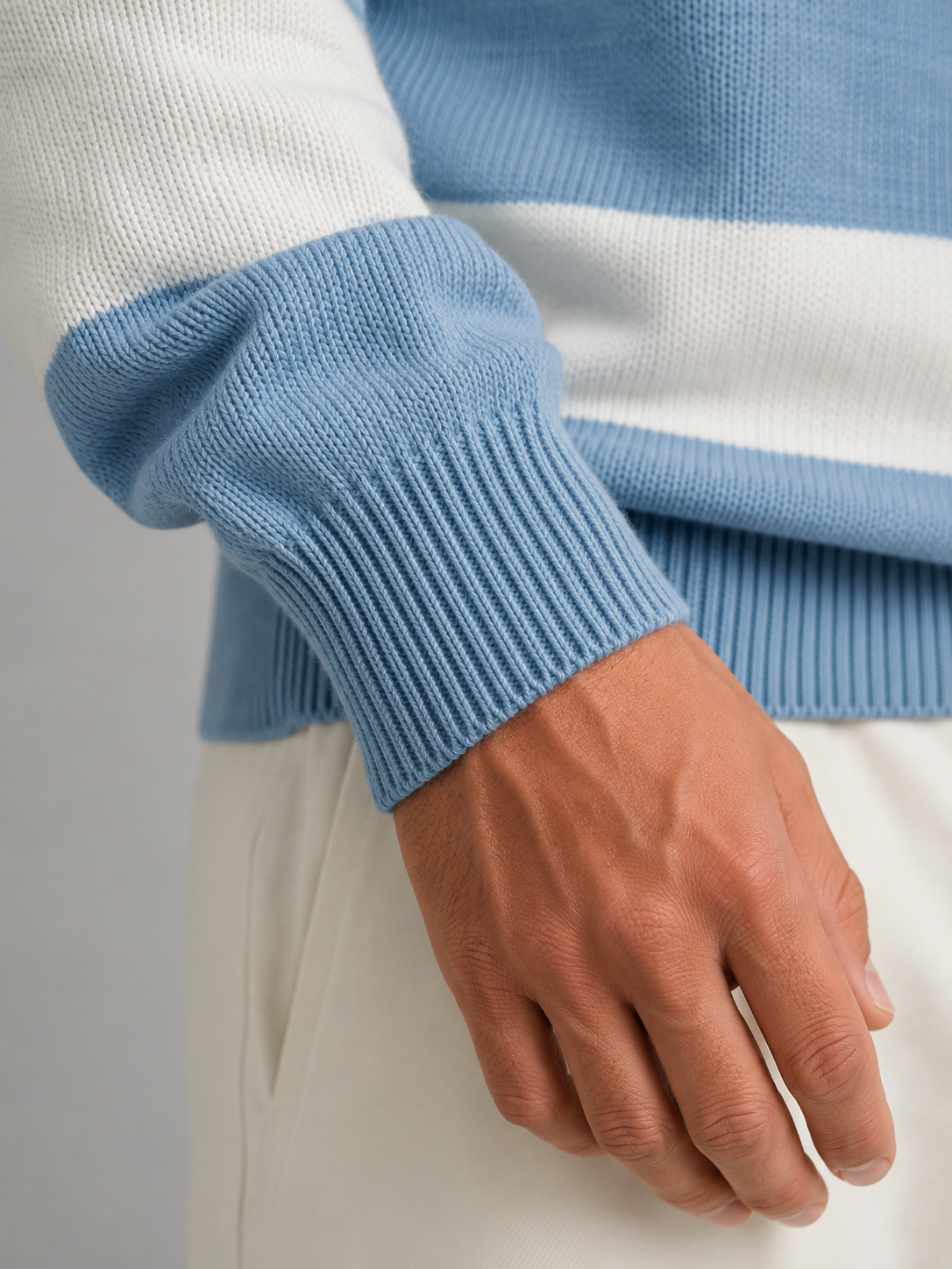 Men's block stripe crew neck jumper