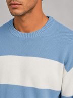 Men's block stripe crew neck jumper