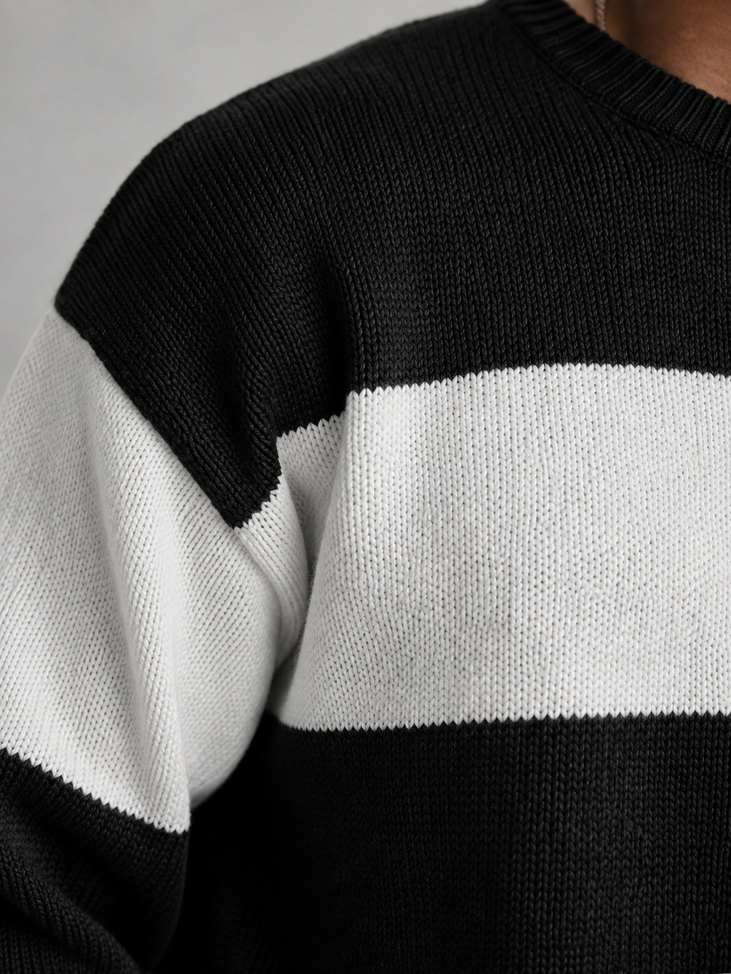 Men's block stripe crew neck jumper