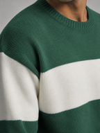 Men's block stripe crew neck jumper