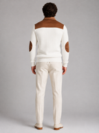 Men's contrast yoke ribbed quarter-zip jumper