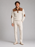 Men's contrast yoke ribbed quarter-zip jumper