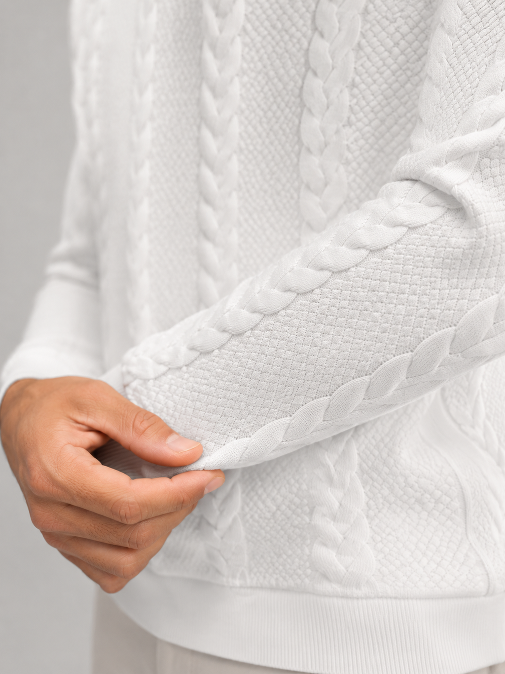 Men's textured jacquard knit high neck jumper