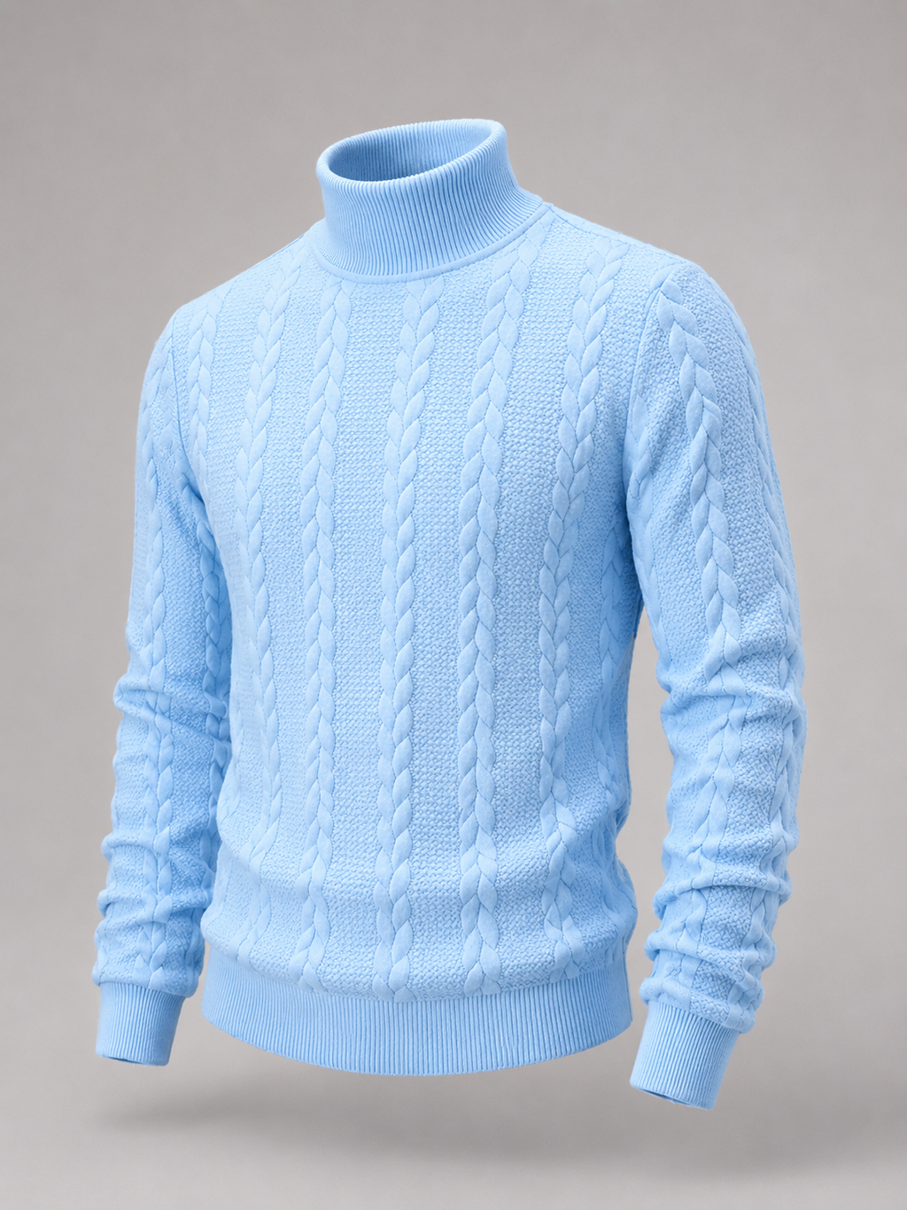 Men's cable knit roll neck jumper