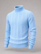 Men's cable knit roll neck jumper
