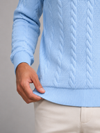 Men's cable knit roll neck jumper