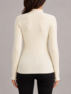 Women's ribbed knit jumper with a mock neck