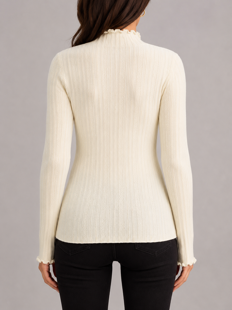 Women's ribbed knit jumper with a mock neck