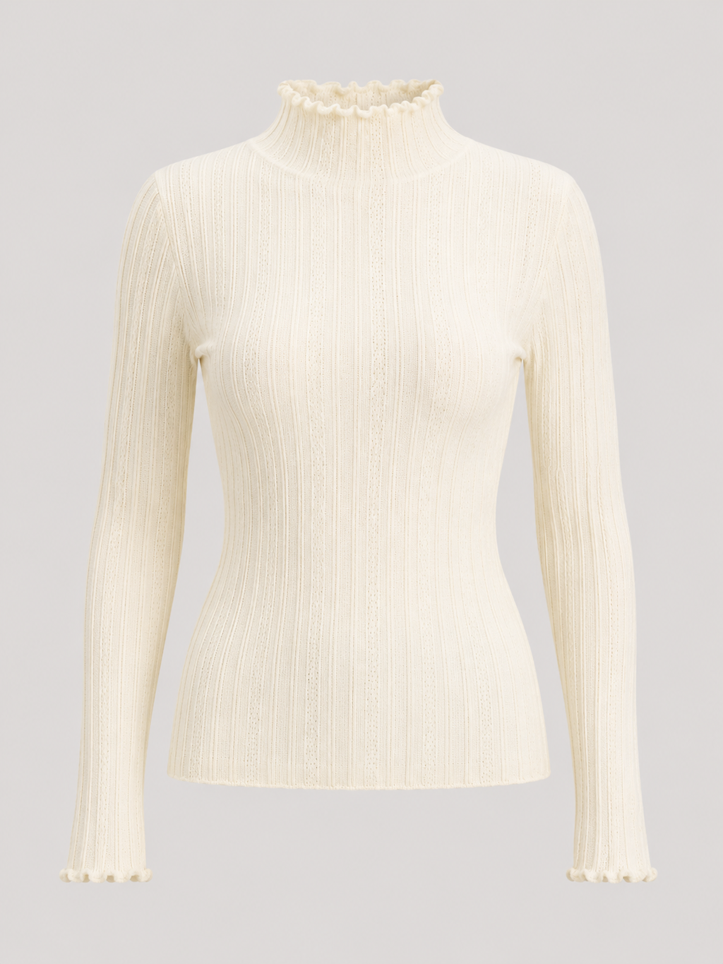 Women's ribbed knit jumper with a mock neck