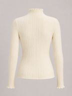 Women's ribbed knit jumper with a mock neck