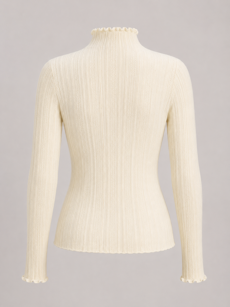 Women's ribbed knit jumper with a mock neck