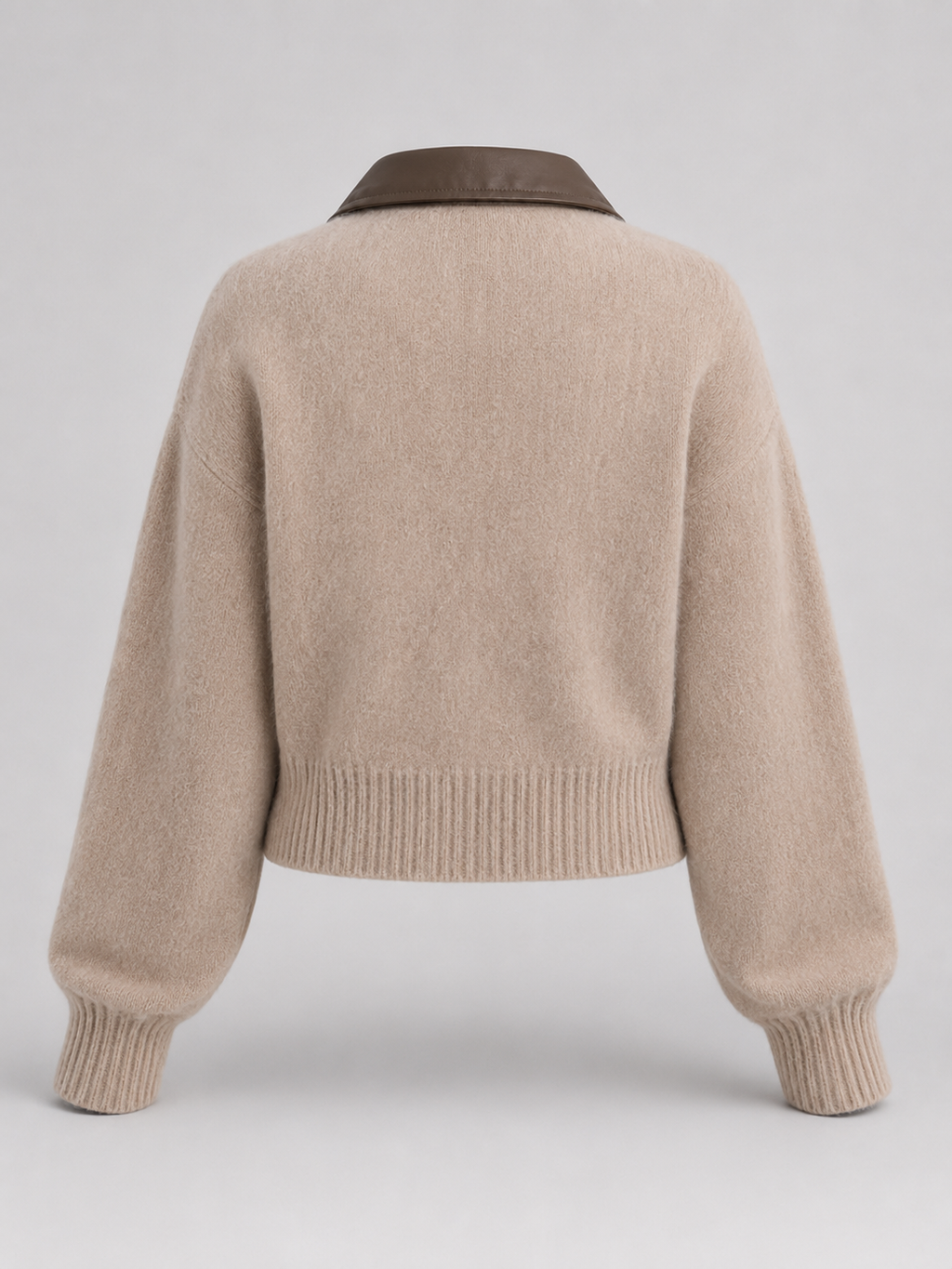 Women's zip-up cardigan in soft brushed knit with a high neck