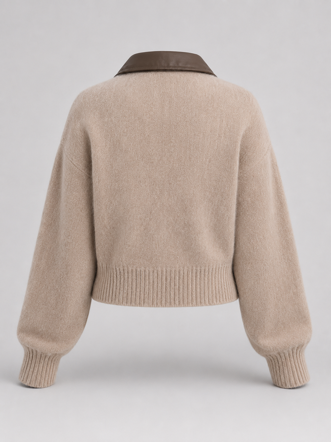 Women's zip-up cardigan in soft brushed knit with a high neck