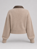 Women's zip-up cardigan in soft brushed knit with a high neck
