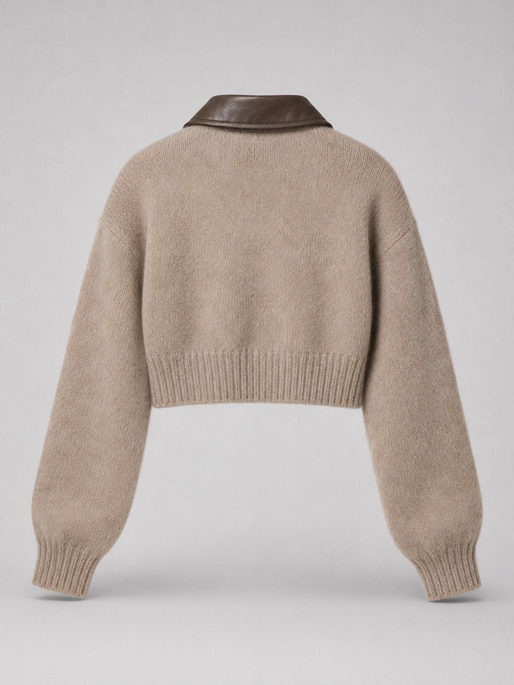 Women's cropped zip-up cardigan in a furry brushed knit