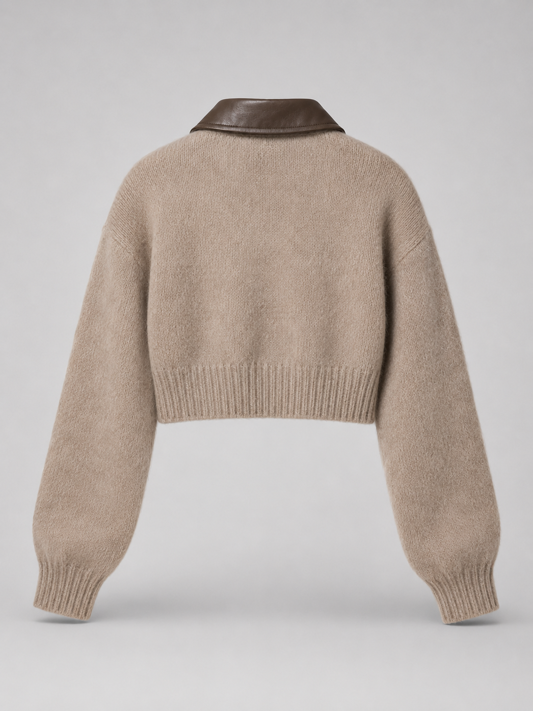 Women's cropped zip-up cardigan in a furry brushed knit