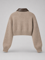Women's cropped zip-up cardigan in a furry brushed knit