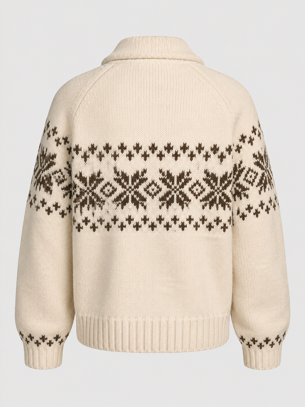 Women's Fair Isle knitted cardigan with a zip front and high collar