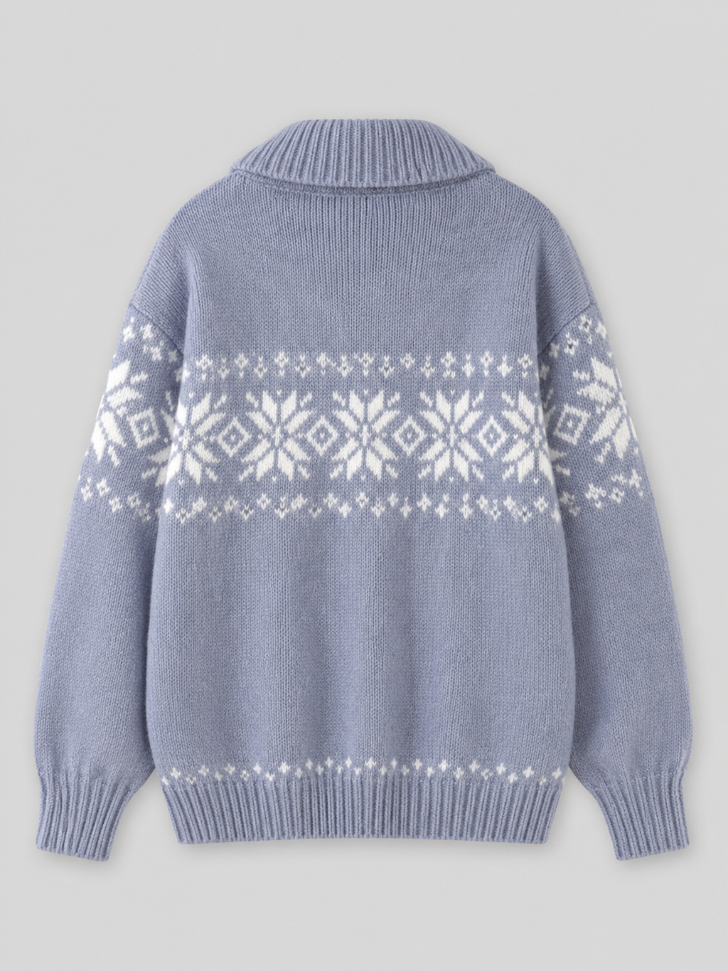 Women's Fair Isle knitted cardigan with a zip front and high collar