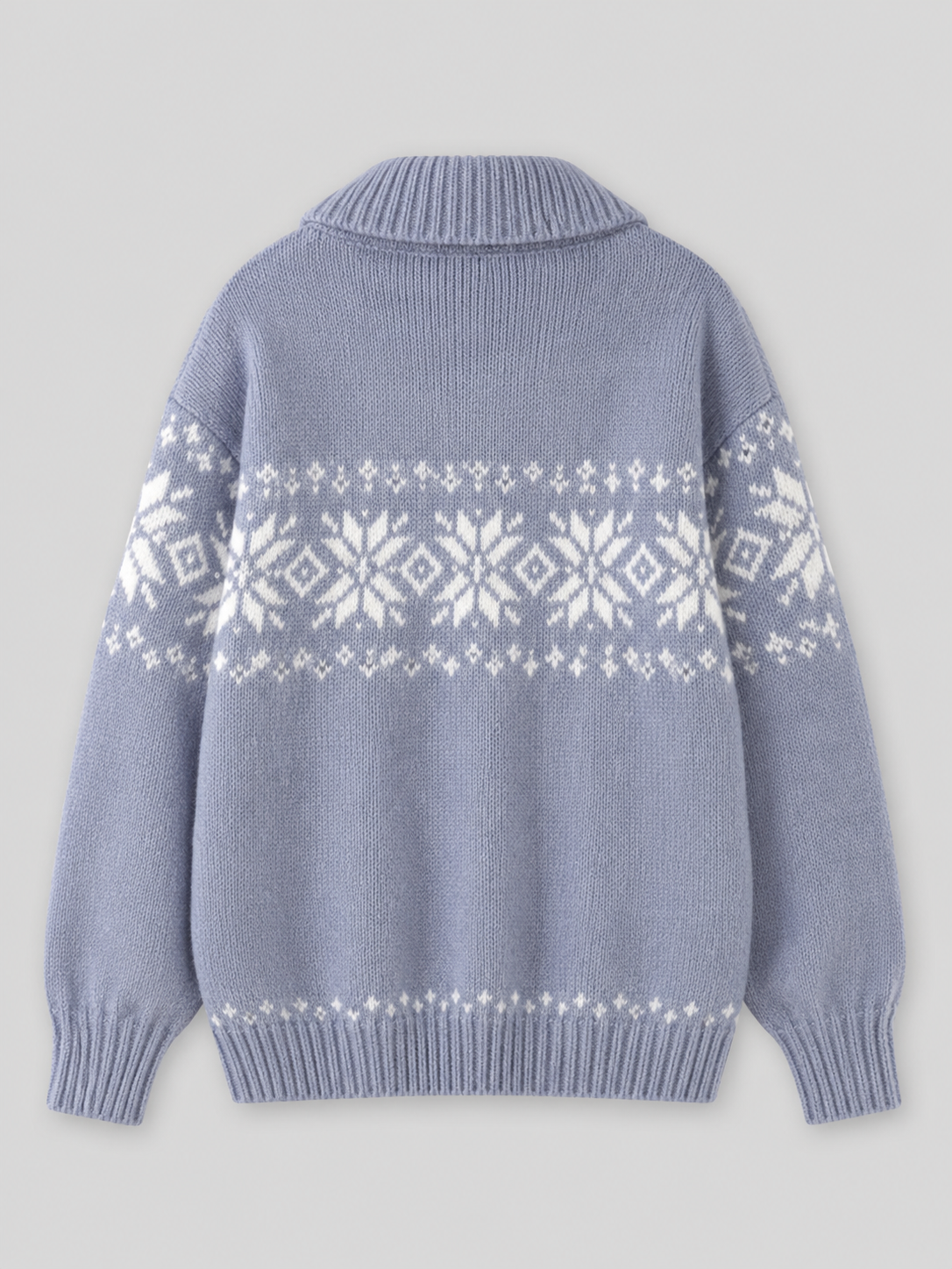 Women's Fair Isle knitted cardigan with a zip front and high collar