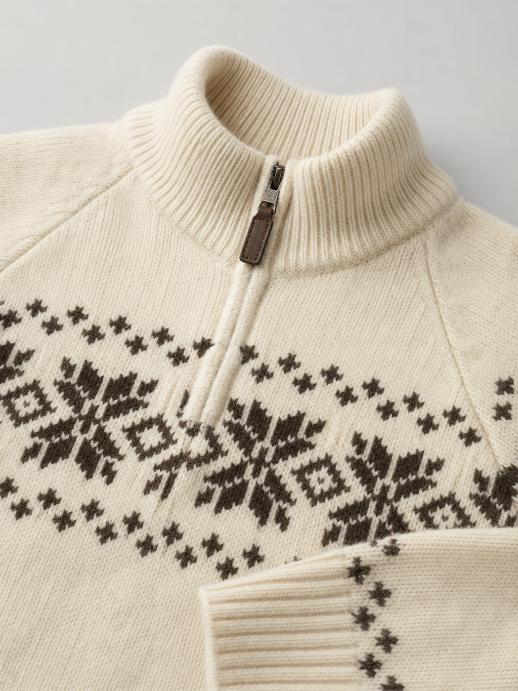 Women's Fair Isle zip-up knit cardigan with a patterned yoke