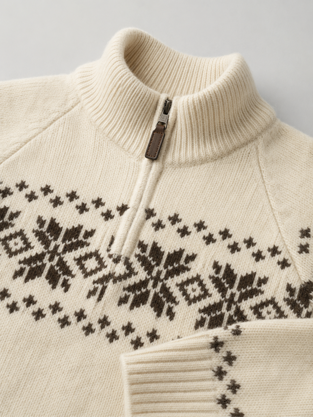 Women's Fair Isle zip-up knit cardigan with a patterned yoke