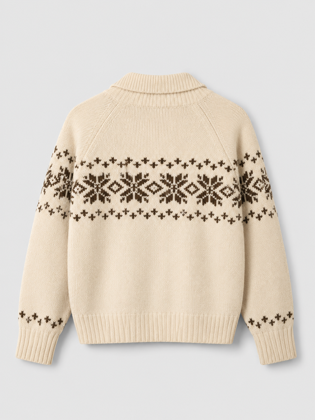 Women's Fair Isle zip-up knit cardigan with a patterned yoke