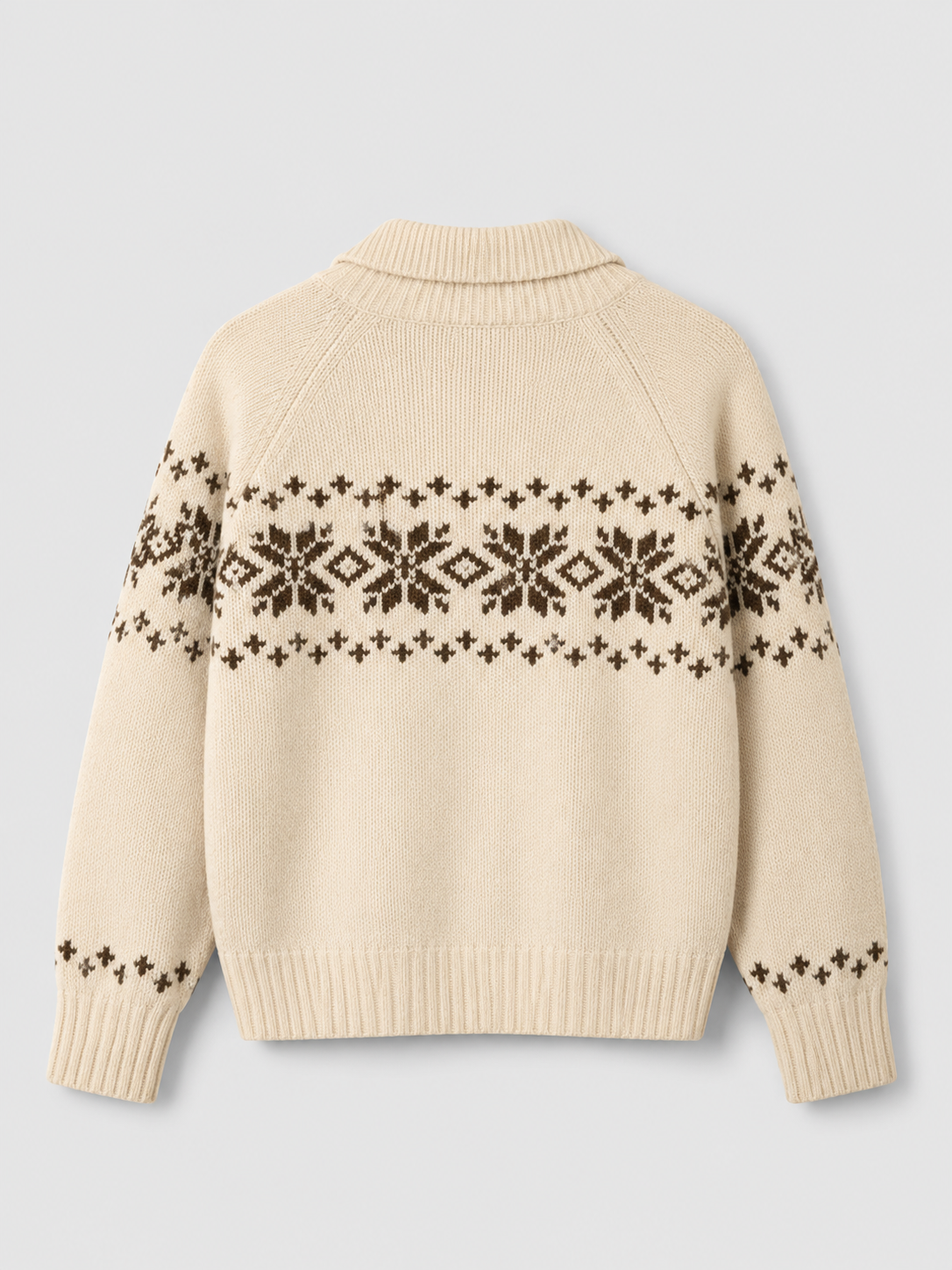 Women's Fair Isle zip-up knit cardigan with a patterned yoke
