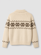 Women's Fair Isle zip-up knit cardigan with a patterned yoke
