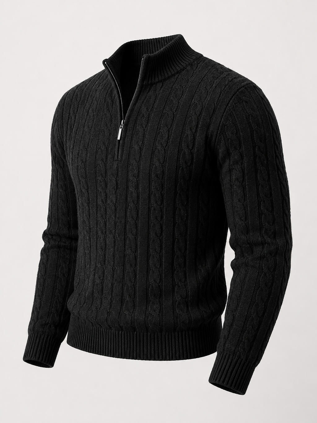 Men's all-over cable knit half-zip jumper