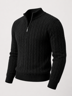 Men's all-over cable knit half-zip jumper