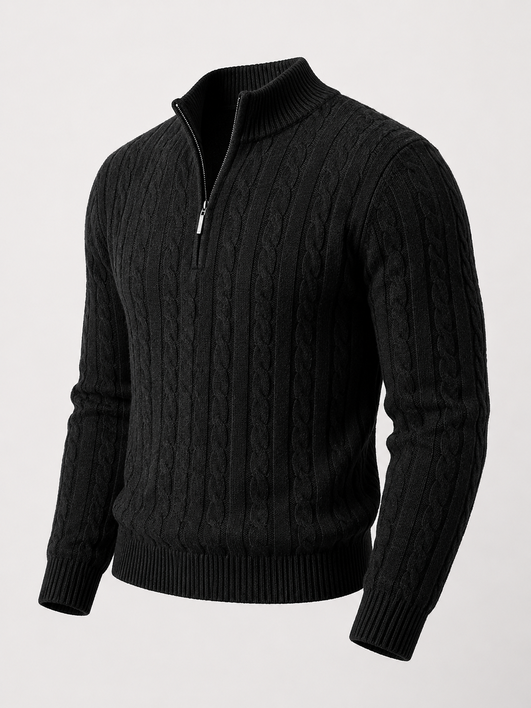 Men's all-over cable knit half-zip jumper