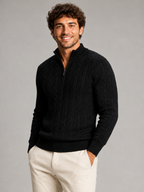 Men's all-over cable knit half-zip jumper