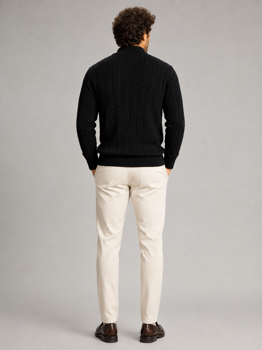 Men's all-over cable knit half-zip jumper