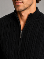 Men's all-over cable knit half-zip jumper