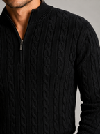 Men's all-over cable knit half-zip jumper